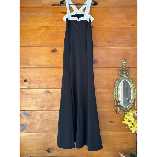 Lulus Luxurious Outlook Black and White Bow Mermaid Maxi Dress Wedding Size M - Image 5