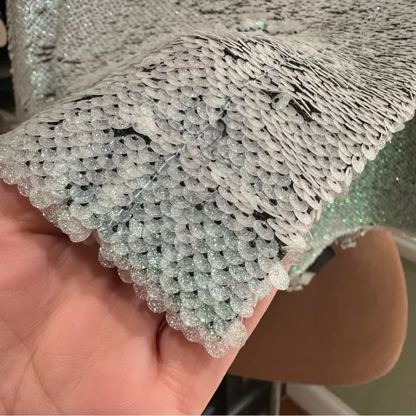 Revolve x NBD Fully Sequined Iridescent Green/Silver Skort Size Medium - Image 5
