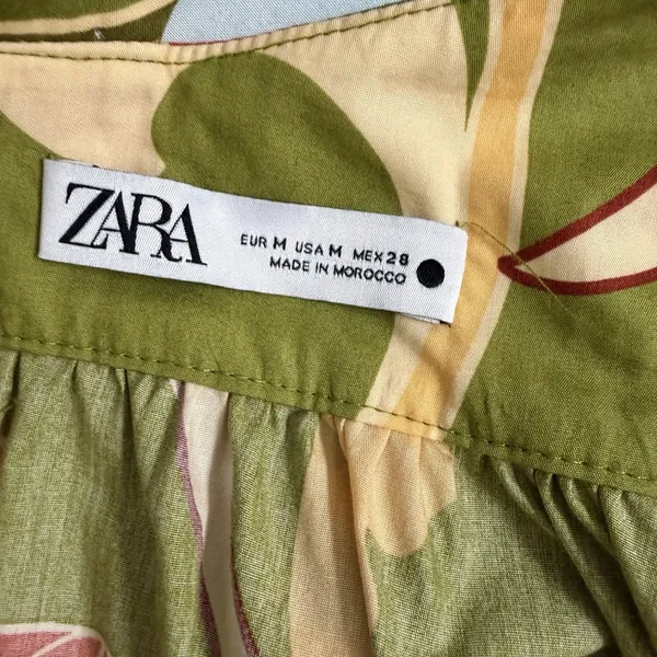 ZARA Size-M Womens‎ Midi Dress Tropical Green Bohemian - Image 2