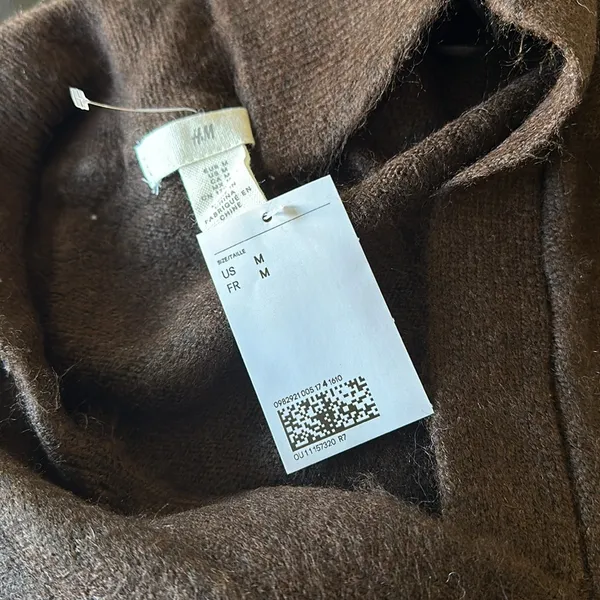NWT H&M Knit Sweater Dress Wool Blend In Dark Brown - Image 6