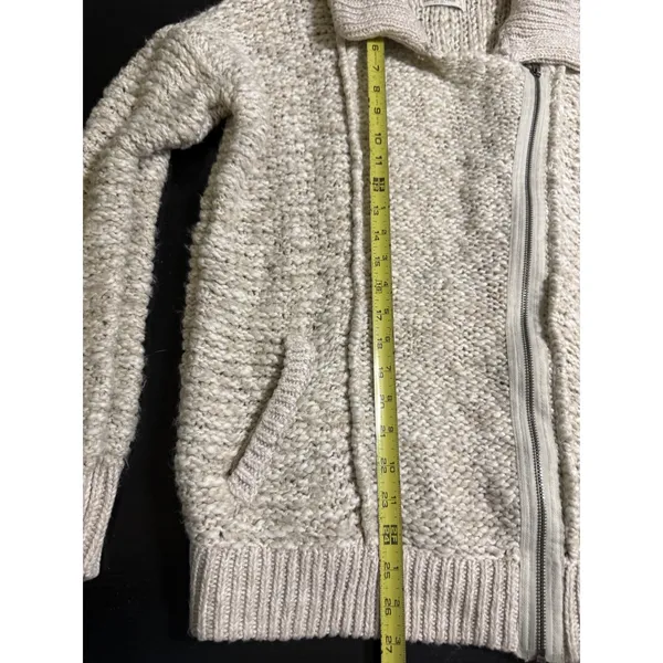 Abercrombie‎ & Fitch Chunky Knit Asymmetrical Zip Moto Cardigan Sweater XS/S Y2K - Image 3