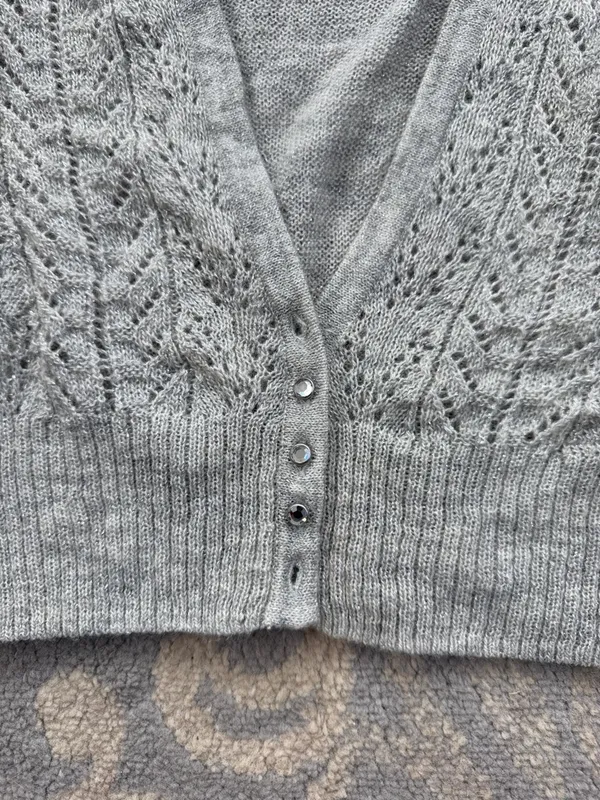Express Wool Cropped Cardigan Gray Medium - Image 2