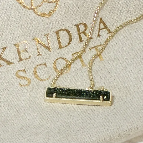 Kendra Scott Leanor 979 Gold/Green Drusy Necklace Jewelry - Image 2