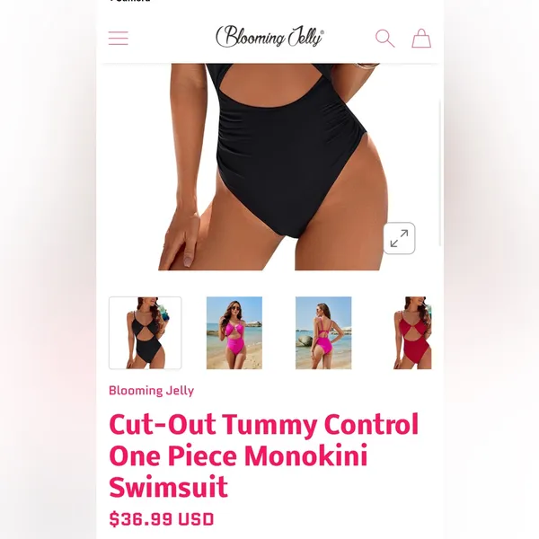 Blooming jelly Cut-Out Tummy Control One Piece Monokini Swimsuit black XL - Image 3