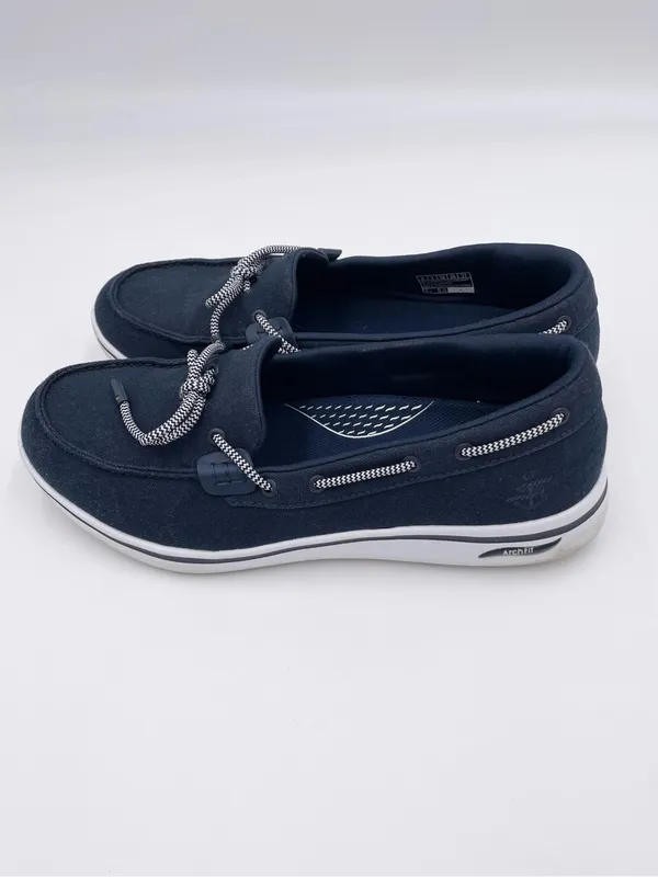 Skechers Women's Arch Fit Uplift Casual Loafers Boat Shoes Size 8 Navy White - Image 7