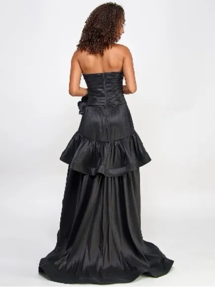 City Studio Strapless High-Low Taffeta Gown Dress in Black, Size 0, NWT $219 - Image 2