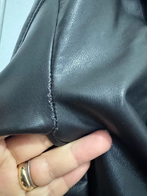 ZARA Black Faux Leather Moto Jacket size M - Image 6