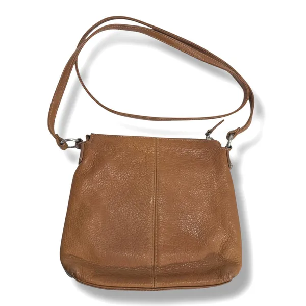Fossil Genuine Leather Tan Crossbody Bag Ring Detail Front Pocket Womens - Image 3