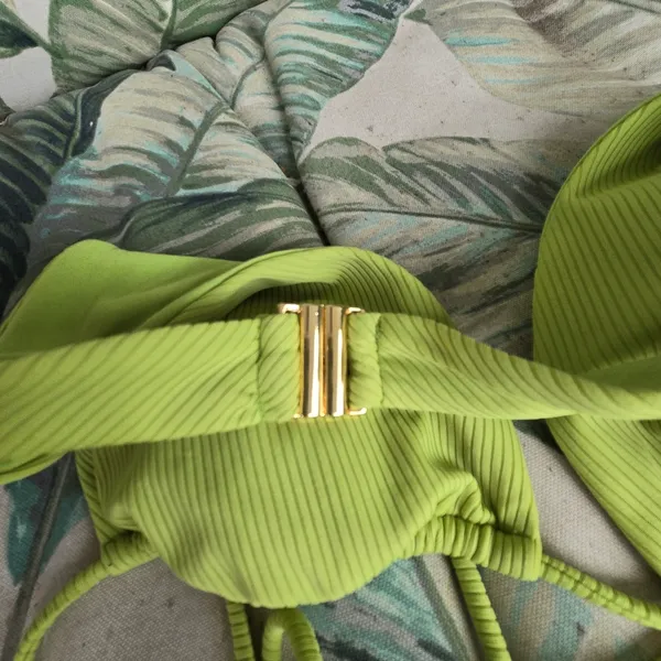 Forever 21 Lime Green Triangle Ribbed Bikini Top L - Image 5