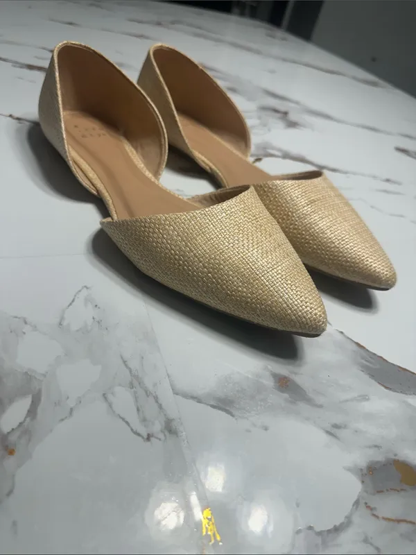 a new day Beige woven Pointed-Toe Ballet Flats. - Image 13