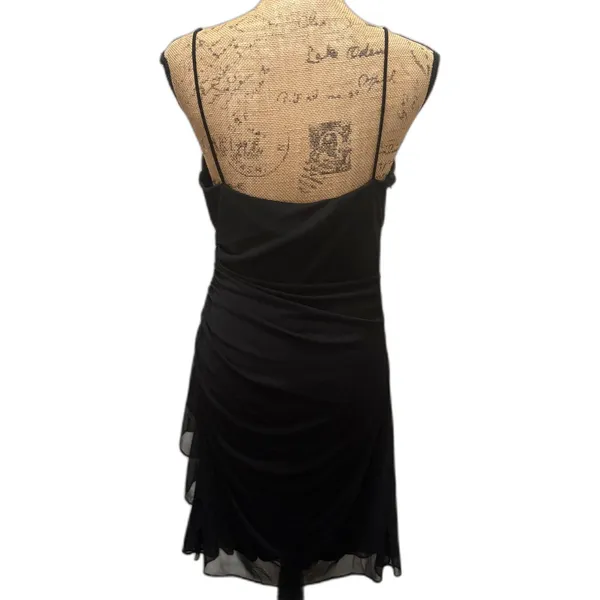 Betsy & Adam Vintage Y2K Black Ruched Rhinestone Midi Homecoming Dress Modern 6‎ - Image 5