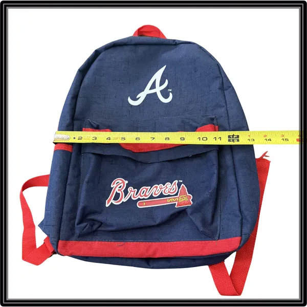 Atlanta Braves Youth Backpack MLB Stadium Giveaway Kids Book Bag Navy Never Used - Image 4