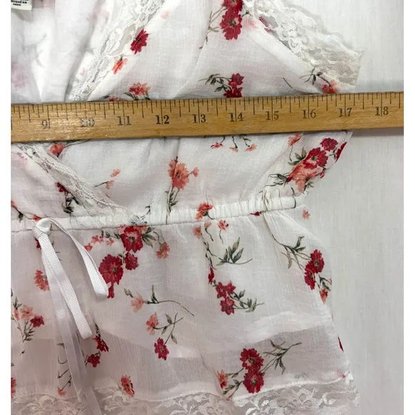 American Eagle Faux Wrap Babydoll Cami Women's L Floral Lace Festival Coquette‎ - Image 5