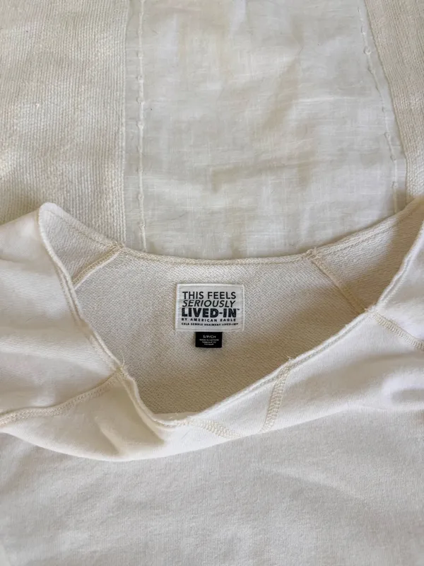 American Eagle Light beige off the shoulder sweatshirt - Image 3