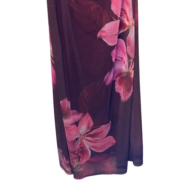 Thirty/Thirty Womens Dress Maxi Floral Sheer Sleeveless Boho Burgundy Small NWT - Image 4