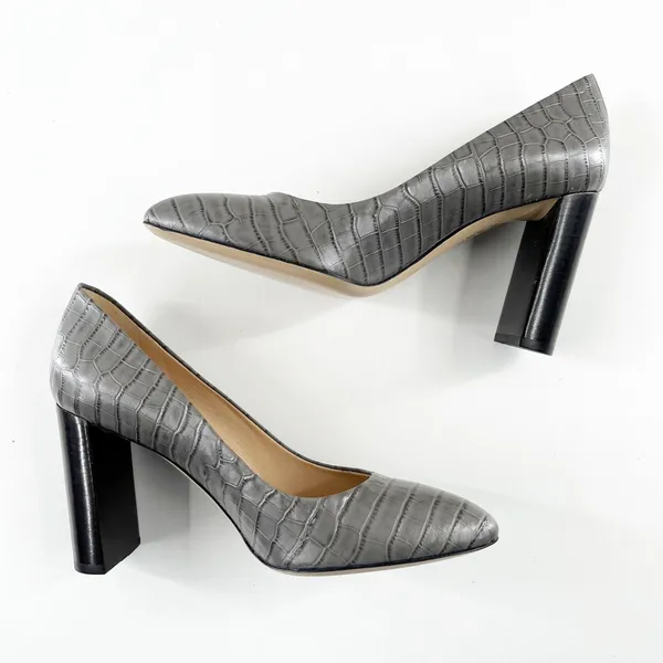 M. Gemi The Lustro Croco Heels Pumps Almond Toe Gray 36.5 - Image 3