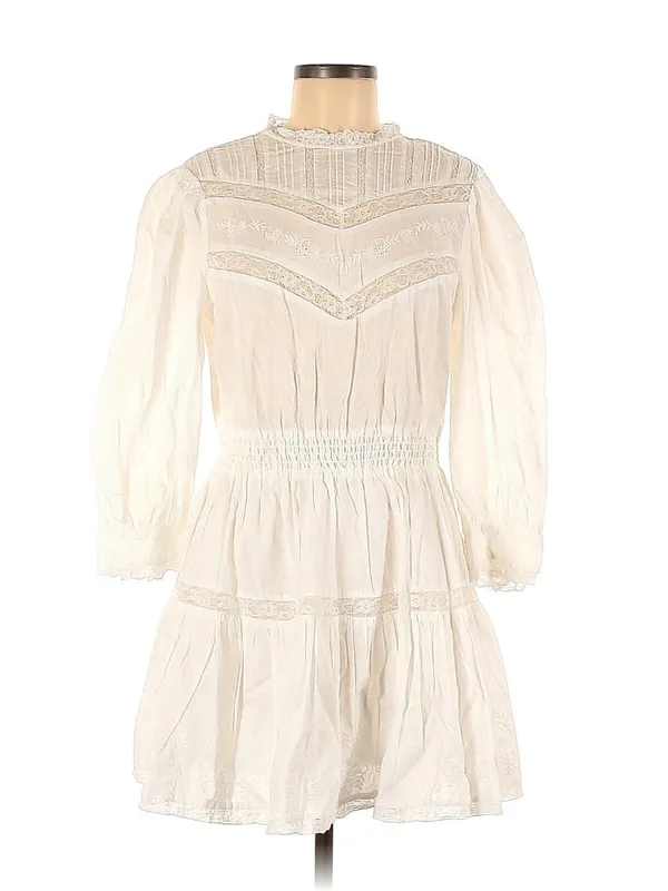 NWT LoveShackFancy x Target Talulah in White Pintuck Yoke Lace Trim Dress XS - Image 3