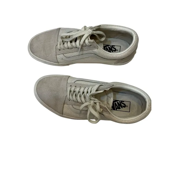 VANS Old Skool Woven Check Marshmallow White Suede Low Top Sneakers Women's 10 - Image 6