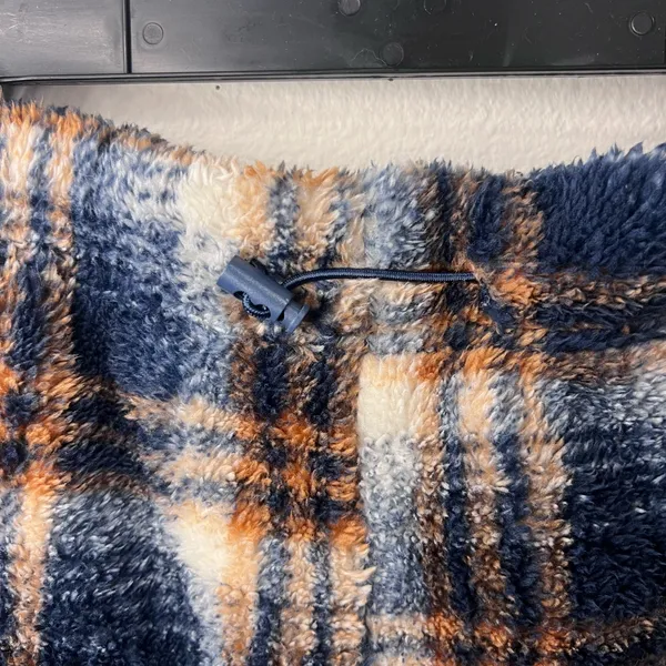 Lazy sundays Cozy Plaid Fleece Women Shorts - Navy and Orange - Image 3
