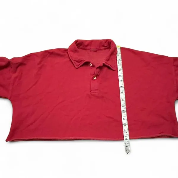 John Galt Brandy Melville Sweatshirt Women's OS Red Polo Rugby Cropped Shirt - Image 7