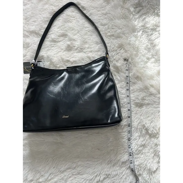 Crossi New York Black Shoulder Bag Faux Leather Studded Y2K Purse Gold Hardware - Image 7