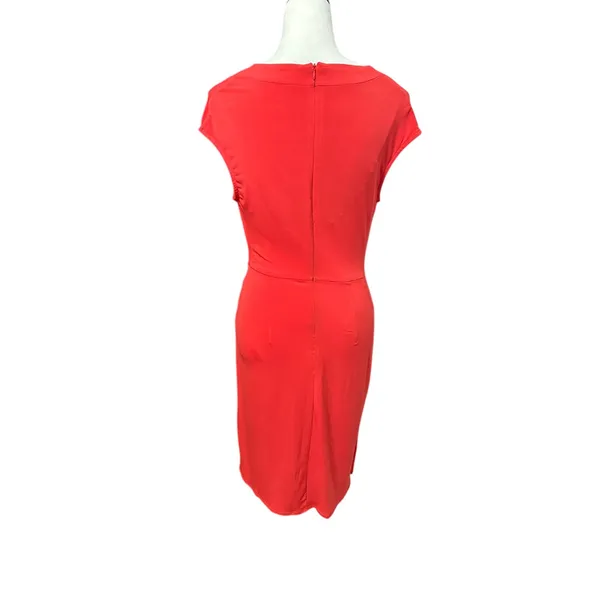 London Times Sheath Dress Stretchable Polyester Cowl Neck Side Twist Red 2 NWOT - Image 5