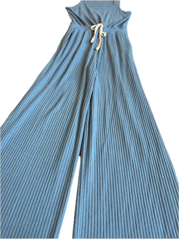 Spiritual Gangster Dusty Blue Ribbed Wide Leg Jumpsuit Racerback X-Small Women's - Image 7