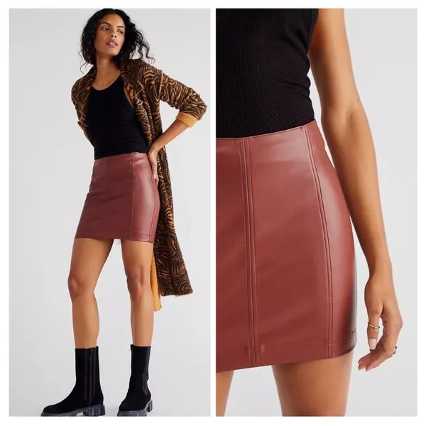 Free People Mini Skirt Modern Femme Vegan Leather Size 10 New with Tag - Image 3