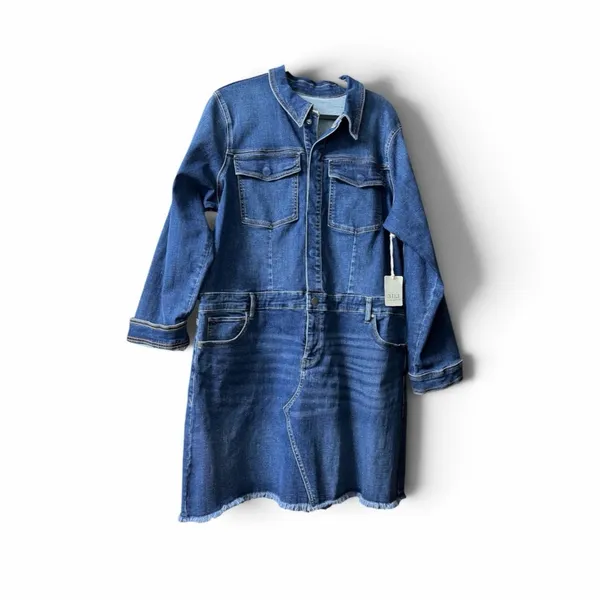 ANA Denim Long Sleeve Dress with Fringed Hem size XXL NEW - Image 2
