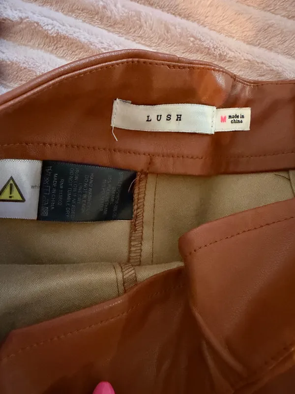 Lush Clothing Faux Leather Caramel Brown High-Rise Pants - Image 2