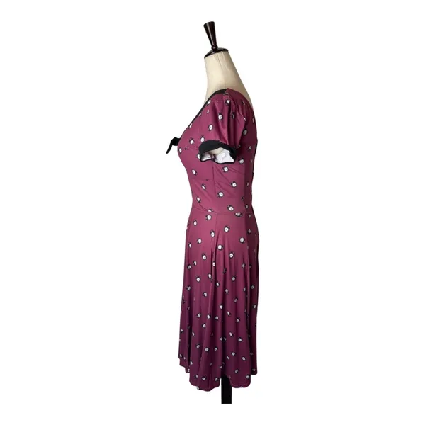 Unique Vintage x GB Dress Women XS Purple Fit‎ and Flare Clock Print Retro Boho - Image 6