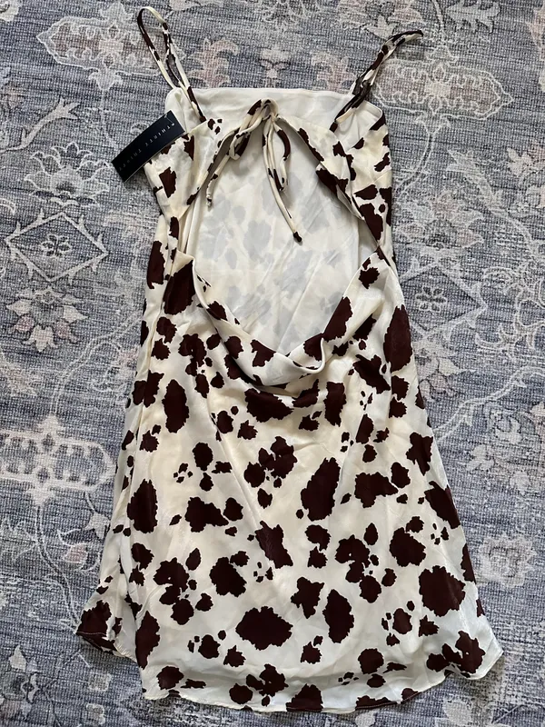 Cow Print Mini Dress Brown Size L - Image 2
