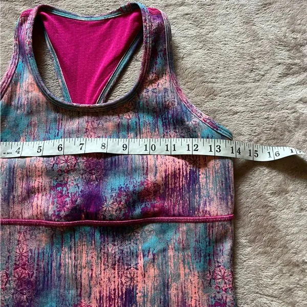Ivivva Women’s Tank Top Open Back Blue/Pink Built in‎ Bra Size Xs - Image 6