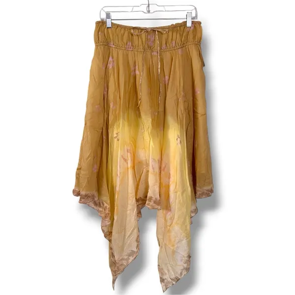 Free People Bohemian 70s FP One Kaia Asymmetrical Midi Skirt Desert Mirage Large - Image 8