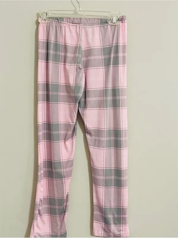 Delia’s Y2K Pajama Bottoms Sz S Pink Gray Plaid Super Soft Lounge Pants 2000s - Image 7
