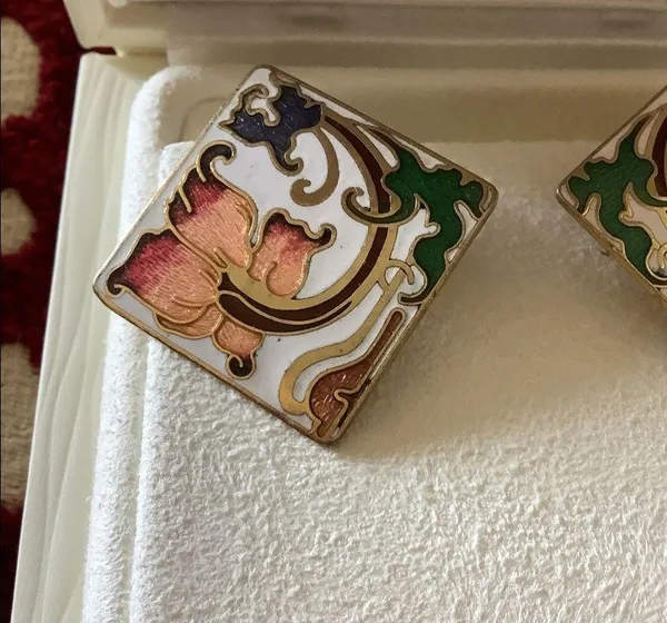 Vintage cloisonné earrings - Image 2