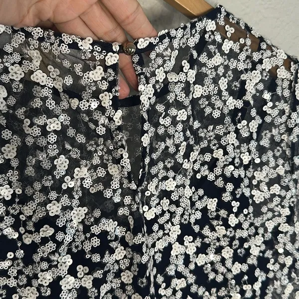 Michael Kors Floral Sequin Ruffle Hem Dress Short Cocktail Party Wedding Small - Image 8