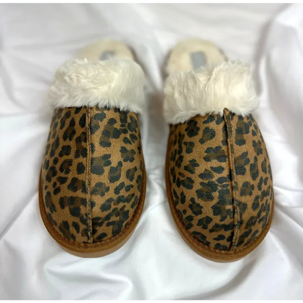Volatile Microsuede with Faux Shearling Slipper Leopard Fluff 9 Brown - Image 12