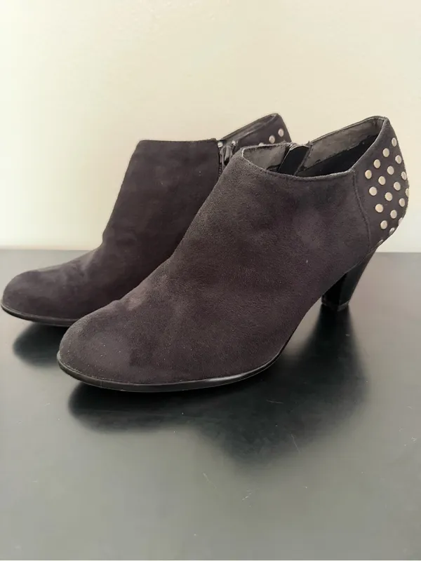 Laura Ashley Faux Suede Ankle Boots with Silver Studs Lafindon 9 Whimsigoth - Image 2