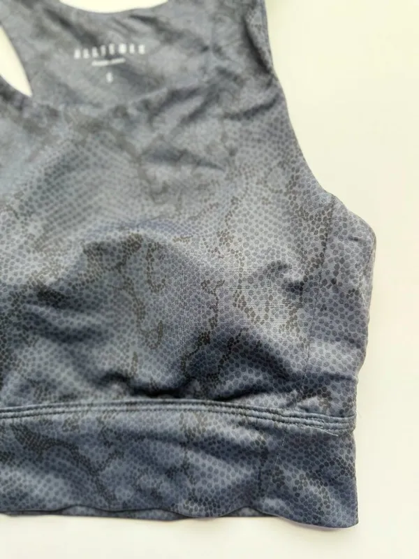 Anthropologie All Fenix‎ Snake Print Sports Bra Size Small Gray Black Athletic - Image 5