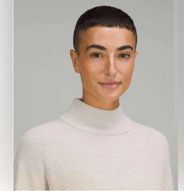 Lululemon Merino Wool-Blend Ribbed Turtleneck Sweater Heathered Natural Ivory - Image 3