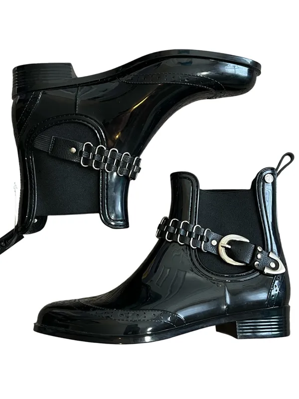 Henry Ferrera Survivor 100 Patent Ankle Rain Boots Western Buckle Wingtip 7 - Image 6