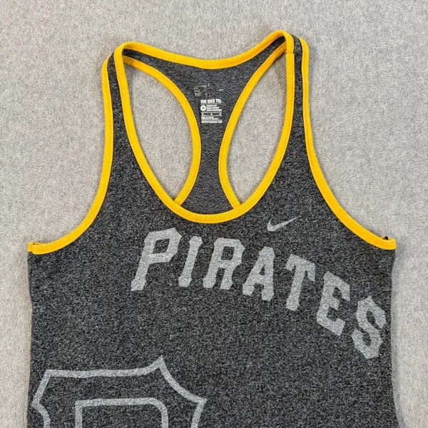 Pittsburgh Pirates Nike Women's Medium Athletic Cut Racerback Tank Top MLB Gray - Image 3