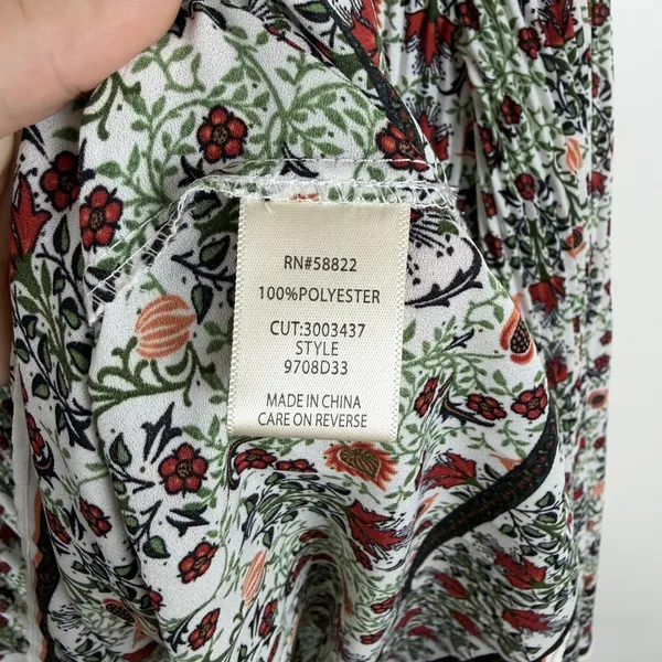 Max Studio Floral Bell Sleeve Pleated Peasant Blouse Large Multicolor Boho Comfy - Image 6