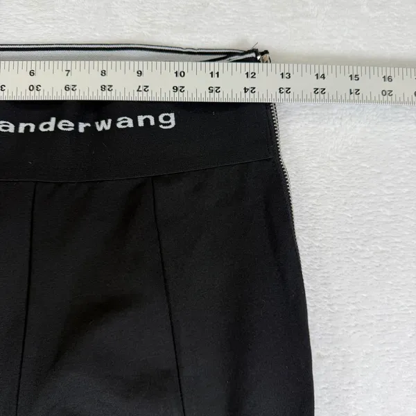 Alexander Wang Black High Waist Logo Band Skinny Leggings‎ Side Zip Pants 8831 - Image 5