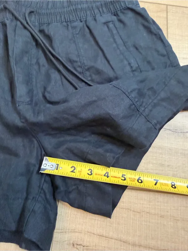 Athleta Retreat Linen Mid Rise 4” Shorts Black Size Large L Pull On Drawstring - Image 9