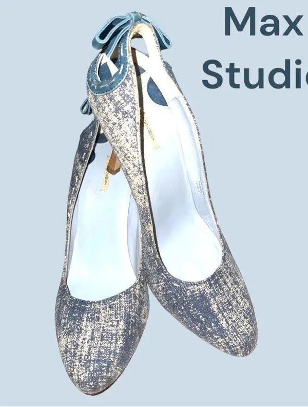 Max studio very nice quality gray denim fabric heels! - Image 2
