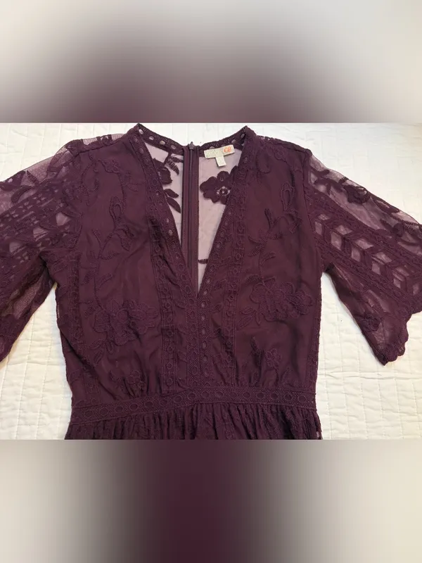 Gianni Bini Deep V-Neck Floral Embroidered Mesh Maxi Romper - Image 6