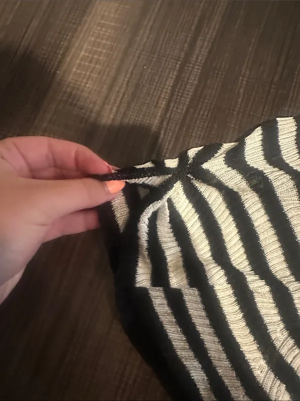 FREE PEOPLE Slinky Baby Tee Black White Striped - Size Large - Image 10