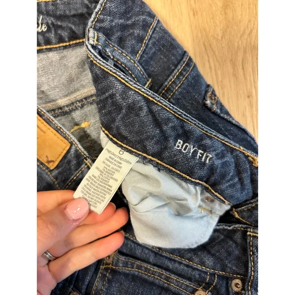 American Eagle Boyfit Jeans Womens 6 Dark Wash Stretch Relaxed Straight‎ Denim - Image 3